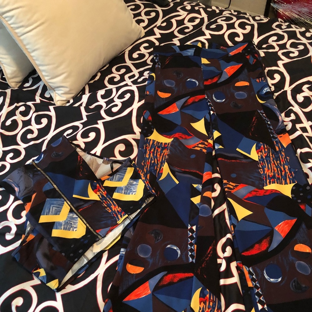 colorful 2 piece pants set